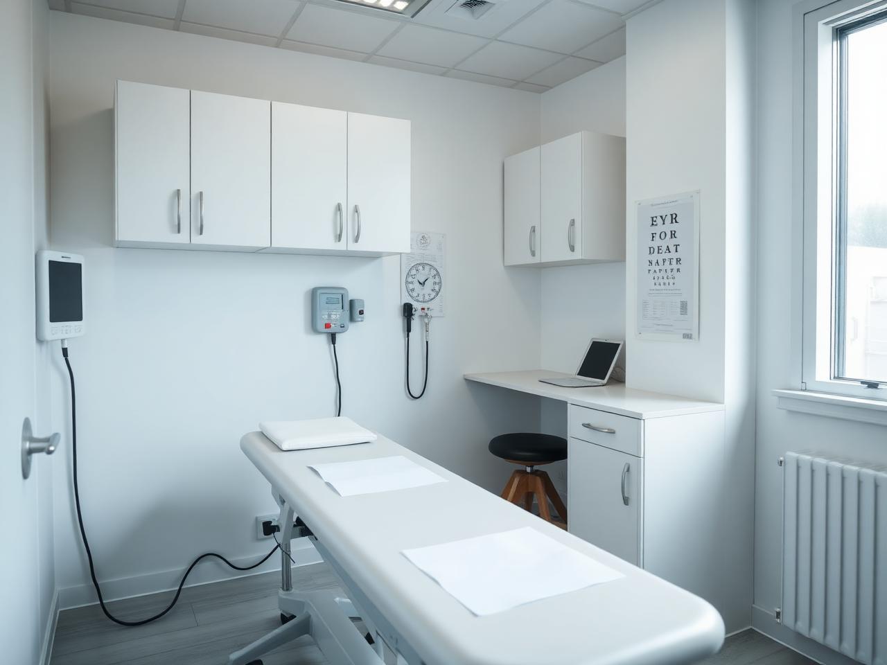 Clean, modern exam room at Kompassionate Kare Clinic in Palmetto, Florida
